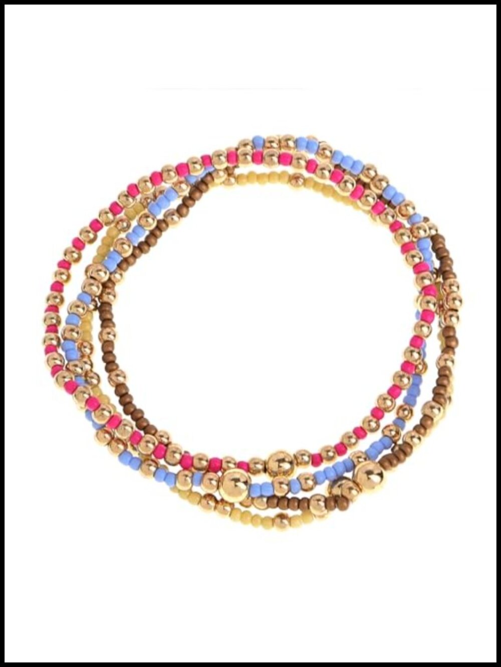 Gold Beaded Bracelet Stack Handmade Seed Beads Stretch Bracelets for Women
